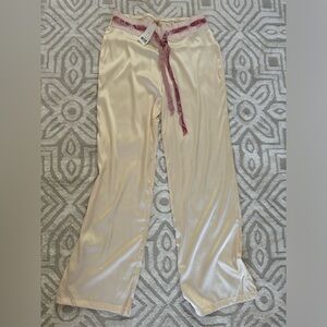 Banana Republic Vintage Y2K Coquette Cream/Pink Silk & Lace Pajama Pants NWT XS